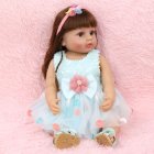 US 1 Set Of Silicone Vinyl Cotton Body All-plastic Simulation  Doll Cute Blue Polka Dot Skirt (22 Inches) Blue