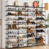 US 10 Tiers Shoe Rack with Hooks Shoe Shelf Storage Organizer for Entryway Holds 72 Pairs Shoe