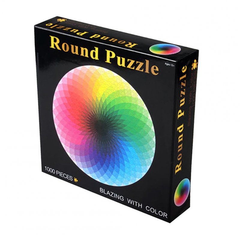 US 1000 pcs/set Colorful Rainbow Round Geometrical Photo Puzzle Adult Kids DIY Educational Reduce Stress Toy Jigsaw Puzzle Paper Thousand colors rainbow