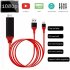 US 1080P 6ft 8 Pin Apple Interface to HDMI TV AV Adapter Cable for iPhone 6 6S 7 8 Plus X red