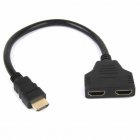 US 1080P HDMI Splitter Male to Female Cable Adapter Converter HDTV 1 Input 2 Output black
