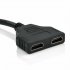 US 1080P HDMI Splitter Male to Female Cable Adapter Converter HDTV 1 Input 2 Output black