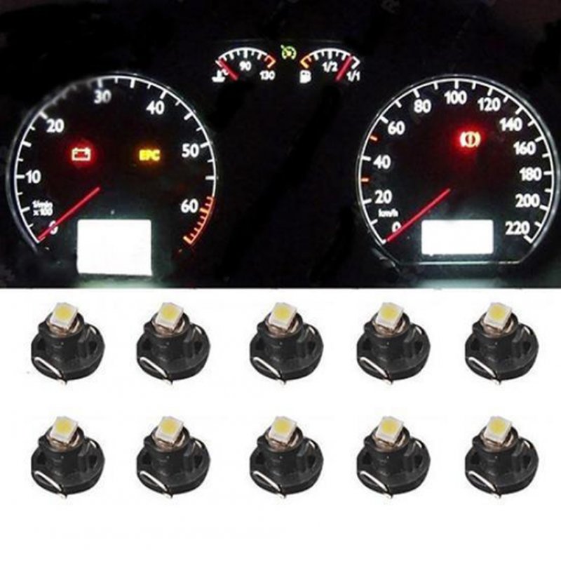 US 10Pcs T4.2 12V LED Bulb Car Instrument Dashboard Meter Panel Lights Lamps T4.2 white