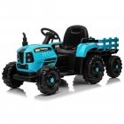 US 12V Ride On Tractor With Trailer 3-speed Adjustable Battery Powered Electric Tractor With Remote Control MP3 LED Light For Xmas Birthday Gifts Blue