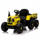 US 12V Ride On Tractor With Trailer 3-speed Adjustable Battery Powered Electric Tractor With Remote Control MP3 LED Light For Xmas Birthday Gifts Yellow
