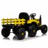 US 12V Ride On Tractor With Trailer 3 speed Adjustable Battery Powered Electric Tractor With Remote Control MP3 LED Light For Xmas Birthday Gifts Yellow