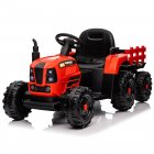 US 12V Ride On Tractor With Trailer 3-speed Adjustable Battery Powered Electric Tractor With Remote Control MP3 LED Light For Xmas Birthday Gifts Red