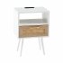 US 15 75 Inch Rattan Night Stands With Power Outlet   USB Ports Solid Wood Legs Bedside End Table For Bedroom Living Room Salon Office Black