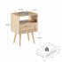 US 15 75 Inch Rattan Night Stands With Power Outlet   USB Ports Solid Wood Legs Bedside End Table For Bedroom Living Room Salon Office Black