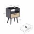 US 15 75 Inch Rattan Night Stands With Power Outlet   USB Ports Solid Wood Legs Bedside End Table For Bedroom Living Room Salon Office Black
