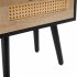 US 15 75 Inch Rattan Night Stands With Power Outlet   USB Ports Solid Wood Legs Bedside End Table For Bedroom Living Room Salon Office Black