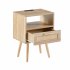 US 15 75 Inch Rattan Night Stands With Power Outlet   USB Ports Solid Wood Legs Bedside End Table For Bedroom Living Room Salon Office Black
