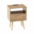 US 15 75 Inch Rattan Night Stands With Power Outlet   USB Ports Solid Wood Legs Bedside End Table For Bedroom Living Room Salon Office Black