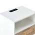 US 15 75 Inch Rattan Night Stands With Power Outlet   USB Ports Solid Wood Legs Bedside End Table For Bedroom Living Room Salon Office Black