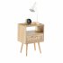 US 15 75 Inch Rattan Night Stands With Power Outlet   USB Ports Solid Wood Legs Bedside End Table For Bedroom Living Room Salon Office Black