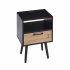 US 15 75 Inch Rattan Night Stands With Power Outlet   USB Ports Solid Wood Legs Bedside End Table For Bedroom Living Room Salon Office Black