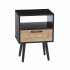 US 15 75 Inch Rattan Night Stands With Power Outlet   USB Ports Solid Wood Legs Bedside End Table For Bedroom Living Room Salon Office Black