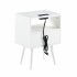 US 15 75 Inch Rattan Night Stands With Power Outlet   USB Ports Solid Wood Legs Bedside End Table For Bedroom Living Room Salon Office Black