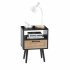 US 15 75 Inch Rattan Night Stands With Power Outlet   USB Ports Solid Wood Legs Bedside End Table For Bedroom Living Room Salon Office Black