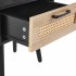 US 15 75 Inch Rattan Night Stands With Power Outlet   USB Ports Solid Wood Legs Bedside End Table For Bedroom Living Room Salon Office Black