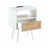 US 15 75 Inch Rattan Night Stands With Power Outlet   USB Ports Solid Wood Legs Bedside End Table For Bedroom Living Room Salon Office Black