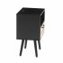 US 15 75 Inch Rattan Night Stands With Power Outlet   USB Ports Solid Wood Legs Bedside End Table For Bedroom Living Room Salon Office Black