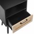 US 15 75 Inch Rattan Night Stands With Power Outlet   USB Ports Solid Wood Legs Bedside End Table For Bedroom Living Room Salon Office Black
