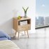 US 15 75 Inch Rattan Night Stands With Power Outlet   USB Ports Solid Wood Legs Bedside End Table For Bedroom Living Room Salon Office Black