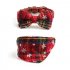US 2 Pcs set Pet Collar Bowknot  Collar Triangle Scarf Kit Cloth Adjustable Color Printing Pet Ornaments Red
