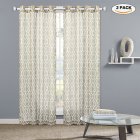 US 2 Pieces Contemporary Moroccan Print Polyester Linen Blend Semi-sheet Curtain  52
