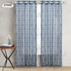 US 2 Pieces Contemporary Moroccan Print Polyester Linen Blend Semi-sheet Curtain  52