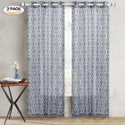 US 2 Pieces Contemporary Moroccan Print Polyester Linen Blend Semi-sheet Curtain  52