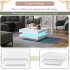 US 2 Tier Square Coffee Table With LED Lights Center Sofa Table Multifunctional Cocktail Table For Living Room Dining Room Bedroom  31 5  x31 5  x14 2     White