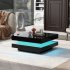 US 2 Tier Square Coffee Table With LED Lights Center Sofa Table Multifunctional Cocktail Table For Living Room Dining Room Bedroom  31 5  x31 5  x14 2     Black