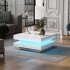 US 2 Tier Square Coffee Table With LED Lights Center Sofa Table Multifunctional Cocktail Table For Living Room Dining Room Bedroom  31 5  x31 5  x14 2     White