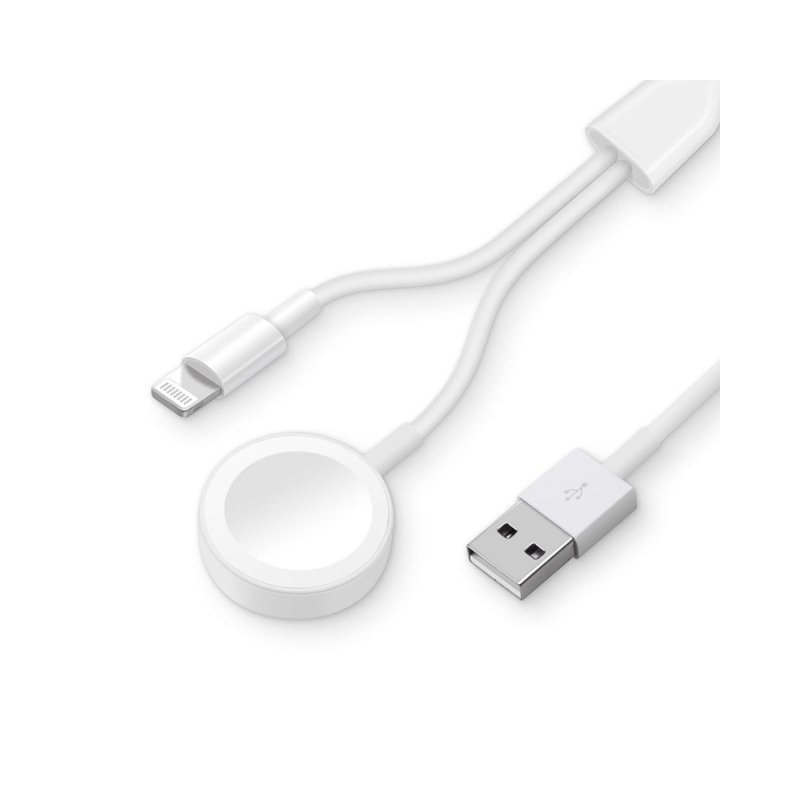 US 2 in 1 Wireless Charger for Apple Watch Series 1 2 3 4 USB Magnetic Charging Cable 3.3 feet/1meter for iPhone 7 8 X Max white