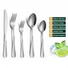 US 20pcs Cutlery Set Checkered Pattern Mirror Finish Smooth Edge Stainless Steel Fork Spoon Set  Silver