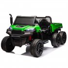 US 24V 2-Seater UTV-XXL Ride On Truck With Dump Bed Battery Powered 6 Wheeler Ride On UTV Toys For Boys Girls Kids Green