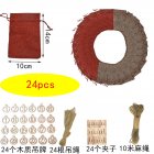 US 24pcs/set Wine Red Coffee Linen Gift Bag Set With Christmas Countdown Calendar 1-24 Digital  Wooden  Tag  As shown