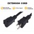 US 2Pck Power Extension Cord 3Ft 16AWG Outdoor Extension Cable Heavy Duty Power Cord Extension