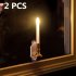 US 2Pcs Solar Power Romantic Candle Light Wall Lamp for Outdoor Wall Window Fence Decor
