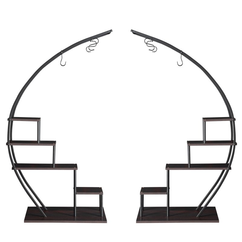 US 2pcs 5 Layers Semicircle Iron Flower Stand Plant Stand