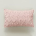 US 2pcs Plush  Pillowcase Embroidered Geometric Rhombus Block Plush Sofa Cover Light pink 30*50cm