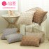 US 2pcs Plush  Pillowcase Embroidered Geometric Rhombus Block Plush Sofa Cover Coffee color 45 45cm