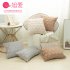 US 2pcs Plush  Pillowcase Embroidered Geometric Rhombus Block Plush Sofa Cover gray 30 50cm