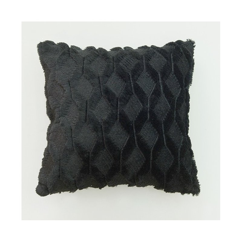 US FASYOU 2pcs Plush  Pillowcase Embroidered Geometric Rhombus Block Plush Sofa Cover black 30*50cm