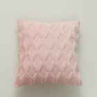 US 2pcs Plush  Pillowcase Embroidered Geometric Rhombus Block Plush Sofa Cover Light pink 45*45cm