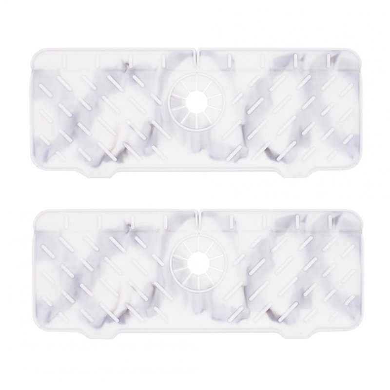 US 2pcs Silicone Faucet Mat Draining Drying Pad Countertop Protector For Bathroom Kitchen Marble color