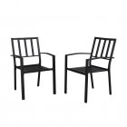 US 2pcs Vertical Grid Iron Dining Chair With Arms Backrest Easy Assembly Outdoor Decor For Balcony Garden Patio 2pcs