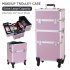 US 3 in 1 Cosmetic Case Trolley 4 wheel Multi layer Large capacity Case Makeup Storage Box Pink